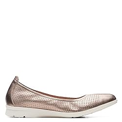 Clarks Womens Jenette Ease Ballet Flat, Metallic