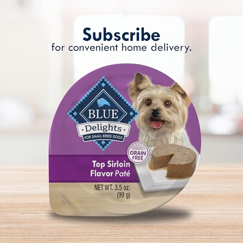BLUE BUFFALO DELIGHTS NATURAL ADULT SMALL BREED WET DOG FOOD CUPS, PATE STYLE, TOP SIRLOIN FLAVOR IN SAVORY JUICE 3.5-OZ (PACK OF 12)