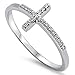 Sterling Silver 925 Sideways Cross Ring with Cubic-Zirconia Sizes 7-9 (7)