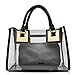 Clear Crossbody Handbags, OURBAG Fashion Women's Waterproof Clear Handbag Top Handle Shoulder Bag Transparent Purse Black