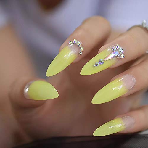EDA LUXURY BEAUTY NUDE YELLOW OMBRE FRENCH GLAMOROUS 3D JEWEL DESIGN Full Cover Press On Gel Glitter Artificial Tips Extreme False Nails Extra Long Sharp Round Almond Stiletto Super Fashion Fake Nails 3 EDA LUXURY BEAUTY NUDE YELLOW OMBRE FRENCH GLAMOROUS 3D JEWEL DESIGN Full Cover Press On Gel Glitter Artificial Tips Extreme False Nails Extra Long Sharp Round Almond Stiletto Super Fashion Fake Nails