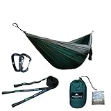 Double Parachute Camping Hammock with Tree Straps | Lightweight Carabiners and Straps Included | For Backpacking, Camping, Hiking, Travel, Beach, Yard, 125