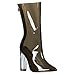 Cape Robbin Ella-1 Pointy Toe Block Chunky Clear Perspex Heel Ankle Boot Bootie Shoe