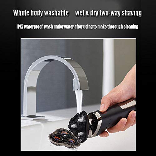 Men's USB Rechargeable Cordless 3D Rotary Electric Razor IPX7 Waterproof LCD Display Shaving Machine Floating Blades Wet and Dry Whole Body Washable Shaver