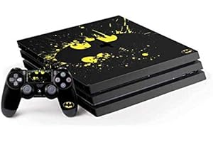 Skinit Decal Gaming Skin Compatible with PS4 Pro Console and Controller Bundle - Officially Licensed Warner Bros Batman Logo Yellow Splash Design