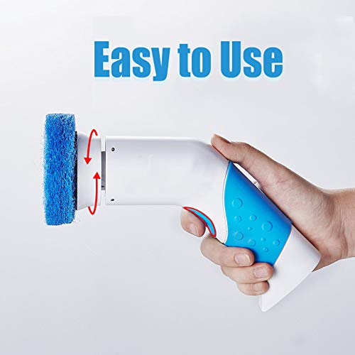 Power Scrubber Brush Dish Scrubber, BlumWay Electric Multi-function Spin Scrubber Handheld Cordless for Dish Floor Bath Tub Cleaning
