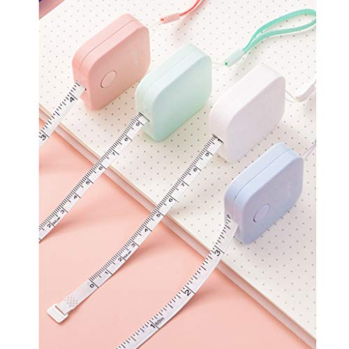 Scettar 4 Pack Soft Tape Measure, 4 Colors,60 inch,1.5m, Push Button Tape, Body Measuring Soft Retractable for Sewing Double-Sided Tailor Cloth Ruler, for People Who are on Diet
