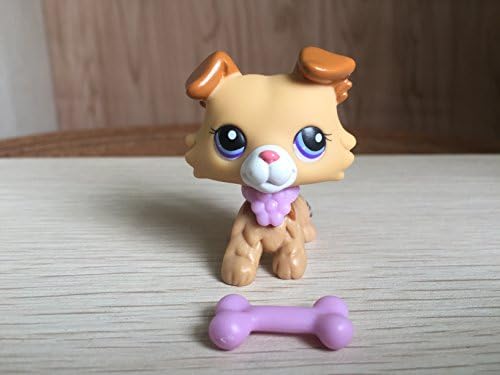 Mini Pet Shop Littlest LPS Collie Puppy Dog with Collar Collection Rare Toy Figure Playsets Girls Boys Children Gift (#2452)