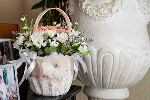 image for Customoffi Modern Basket – Best for Flower Girl Basket and Bridal Sh