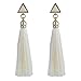 Misaky Women's Bohemian Ethnic Hanging Rope Tassel Earring (White)