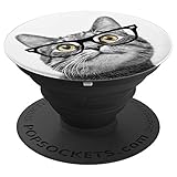 Cat Eyes Green kitty Sunglasses White Cute Cat Sunglasses - PopSockets Grip and Stand for Phones and Tablets