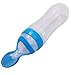 3 Ounce Feeding Bottle, Homure Silicone Squeeze Baby Food Dispensing Spoon for Infant Newborn Toddler Food Supplement, Blue