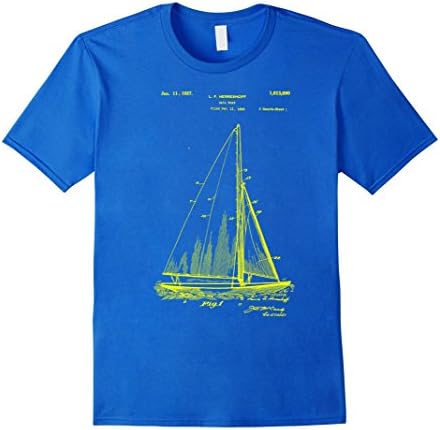 Men's Sailboat Patent Shirt, Sailing Shirt, Sailing Gifts, Large Royal Blue