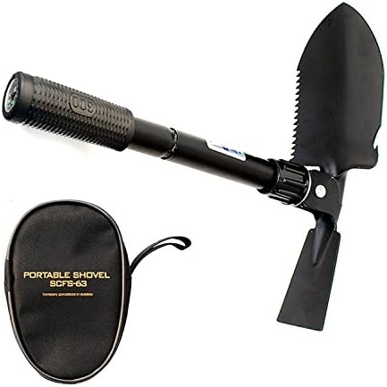 COMFKEY Folding Shovel Camping Spade - Multi Purpose Steel Spade Outdoor Survive Equipment with Carrying Case for Camping/Hunting/Fishing/Gardening/Hiking/Car Emergency