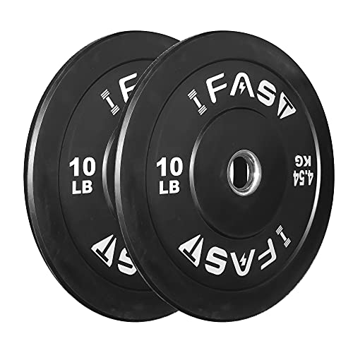 Olympic Bumper Weight Plates, Pair 10lbs Rubber Plate with 2Inch Steel