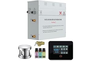 SaunaSpa Builders Series 4.5kW Steam Bath Generator with Quickstart Continuous Steam, Black Digital Touch Pad, Built-in Auto-Drain, and Aroma Steamhead in Polished Chrome