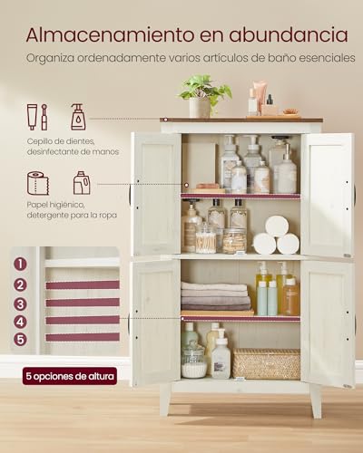 VASAGLE LIRY Collection - Gabinete de Almacenamiento de Granja, gabinete de baño con Puertas de Granero, despensa de Cocina no Empotrado, estantes Ajustables, para Comedor, Sala de Estar, Blanco