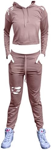 FAST TREND CLOTHING Kids Girls Hooded Ripped Cropped Lounge wear Joggers Tracksuit Age: 7-13 Years (13-14 Years, Dusty Pink)