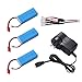 Feifan 3PCS 2S 7.4V 2000mah Battery Banana Plug for Drone Syma X8C X8W X8G RC Quadcopter with AC Charger and 3in1 Cable