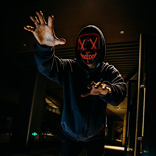 Halloween Masks for AdultsLed Purge Mask Light Up MaskHalloween Mask Led Mask Scary Halloween Mask for Halloween - Thumbnail 4