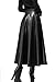 Zeagoo Women Winter PU Leather High Waist Midi Maxi Long A-line Skirt in Black Type 1 Large