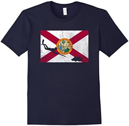Mens Florida Flag Spearfishing T Shirt - Freedive Shirt XL Navy