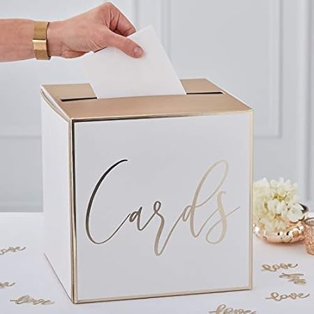 Caja para correo de boda, color blanco y dorado: Amazon.es: Hogar