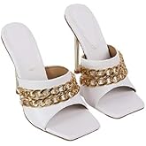 LEMONADE Women's Open Toe Stiletto Mule High Heel Sandals White Size 11
