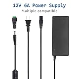 Signcomplex 12V 6A Power Supply Transformer, 12VDC LED Driver Switching Power Supply Adapter for LED Strip Light 72W Max US Plug, UL Listed