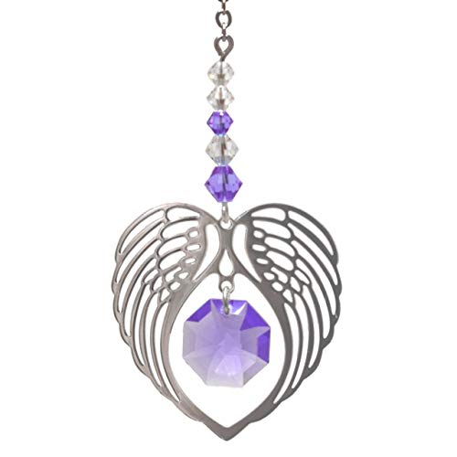 Wild Things Angel Wing Heart - Light Amethyst June Birthstone Colour Suncatcher Keepsake - Embellished with Crystals from Swarovski®