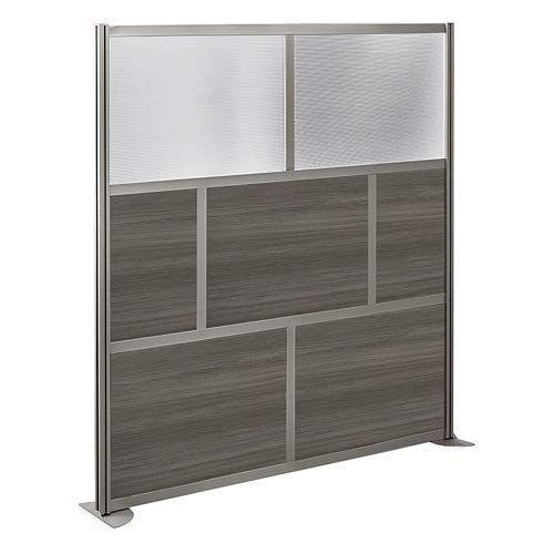 at Work 72" W x 76" H Room Divider Gray Laminate/Plexiglas Inserts/Aluminum and Steel Frame