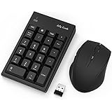 Numeric Keypad, Jelly Comb Portable Slim USB Number Pad Keyboard With Multi-Function Keypad for Laptop Desktop PC Notebook, Full Size 23 Keys Numpad, Big Print Letters (Keypad + Mouse - Black)