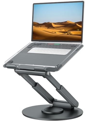 tounee Telescopic Laptop Stand for Desk with 360° Swivel Base, Sit to