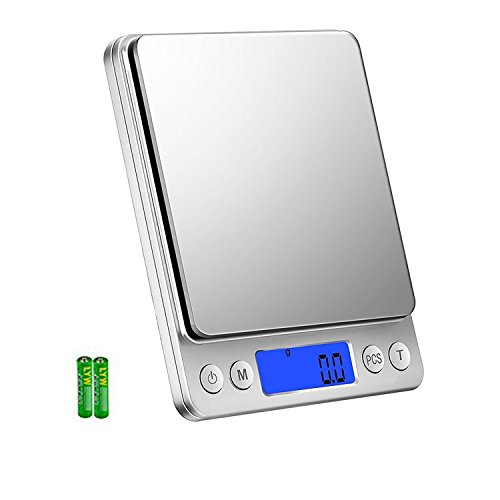 Kitchen Food Mini Scale High-Precision Smart Digital Weighing Scale Multifunction for Cooking/Baking Dog/Cat Feeding,6 Units, Auto Off, Tare, PCS Function, 0.01oz capacity 3000 Gram with 2 Bowl Silver - Thumbnail 7