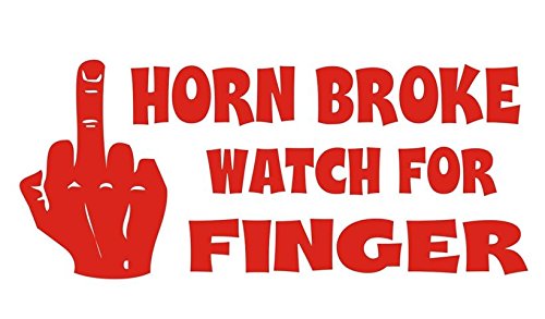 Horn Broke Watch For Finger v2 Decal Sticker - Peel and Stick Sticker Graphic - - Auto, Wall, Laptop, Cell, Truck Sticker for Windows, Cars, Trucks
