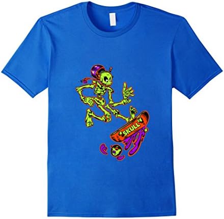 Mens Skeleton kicks Skateboard Best Skateboarding Day Tee Shirt 2XL Royal Blue