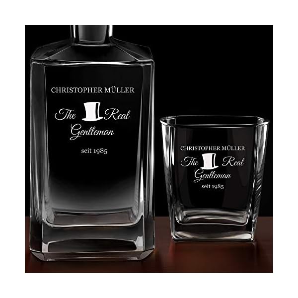 Maverton Whiskey Karaffe + 2/4 / 6er Whiskygläser Set - mit Gravur - Whisky Dekanter - 700ml - Geschenk zum Geburtstag für Männer - The Real Gentleman – Bild 5