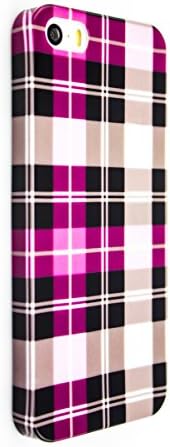 MINIMALIST SERIES 1 Phone Case for iPhone 5 and 5s [Slim] [Exact Fit] [Colorful Designs] Premium UV Coated for Color Protection - Pink and Black Plaid
