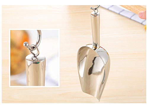 Beaverve Stainless Steel Freezer, Metal Food Candy Popcorn Sugar Spice Flour Scoop, Heavy Duty Silver Ice Cube Scooper - Thumbnail 2