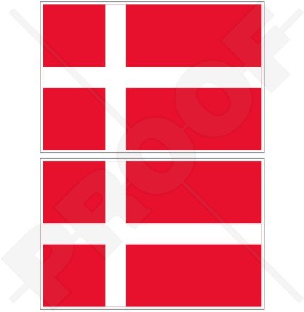 Vinyl-Aufkleber, Motiv: dänische Flagge, Dänemark, 75 mm, 2 Stück