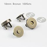 WEICHUAN 100 sets 18mm Antiqued Bronze Purse Magnetic Snap Clasps Magnetic Bag Button - Great for Purses Handbags Clothes Sewing Craft