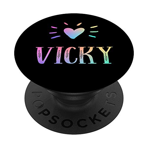 Vicky Gift Heart Rainbow Watercolor Love Heart Name Vicky PopSockets Swappable…