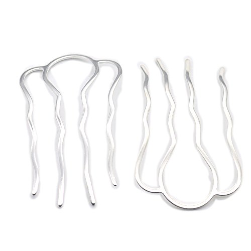 fujiyuan 5 pcs 87mm Hair Fork Hair Clips Stick Pick Pic Pin Hair Plug Bob for Girls womens Silver - Thumbnail 2
