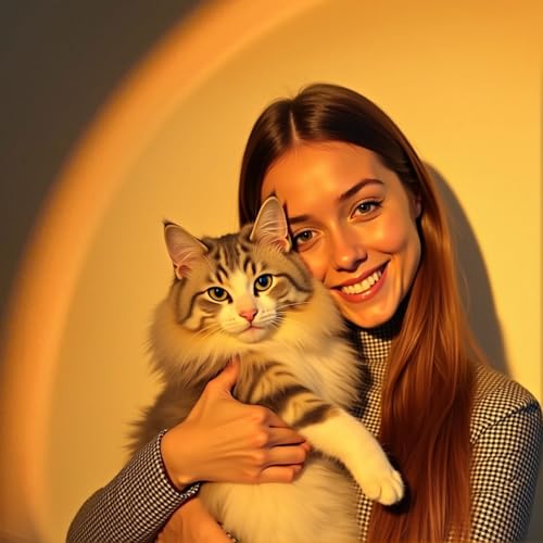 GY Sunset Lamp, 4 Colours Sunset Lamp, USB Port Sunlight LED Projector, 180° Swivelling Ambient Light, Ideal for Photos, Selfies and Living Room Decoration