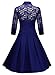 Missmay Women's Vintage 1950s Style 3/4 Sleeve Lace Flare A-line Dress (XX-Large,Bright Blue)