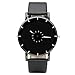 Top Plaza Unisex Fashion PU Leather Band Watch Arabic Numeral Analog Quartz Wrist Watch-All Black