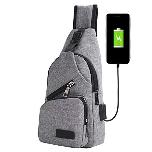 Pairris Men\'s Canvas USB Rechargeable Chest Bag Small Backpack Handbags & Shoulder Bags