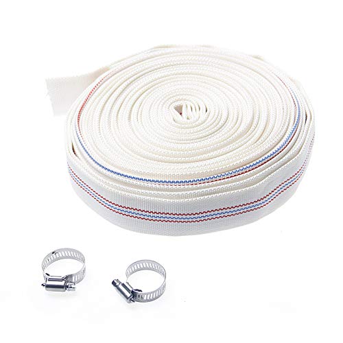 KATSU Layflat Discharge Hose Pipe 20m x 25mm 1-Inch Diameter with 2 Clips Odour Free for Submersible & Other Water Pumps, Draining Pond, Garden Irrigation, Hot Tub, Swimming Pool or Sump 664325