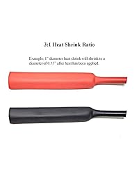 WindyNation 3 8" 5 Feet Black + 5 Feet Red 3:1 Dual Wall Adhesive Glue Lined Marine Grade Heat Shrink Tube Tubing