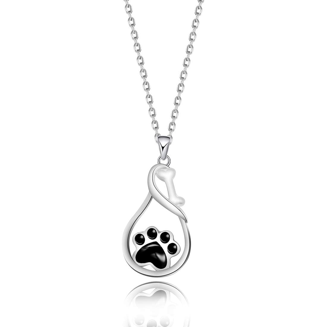 Dog Paw Necklace Dog Mom Gift Puppy Dog Cat Pet Paw Print Pendent Necklace Dog Remembrance Pet Loss Memorial Gift for Dog Mom Cat Mom (footprint N)
